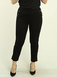 Grommet Detail Straight-Leg Pants