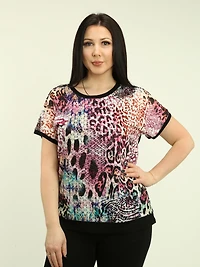 Printed Mesh Overlay Top