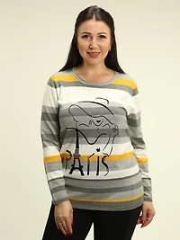 Striped Rhinestone Paris Sweater