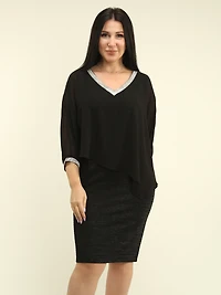 V-Neck Rhinestone Chiffon Dress