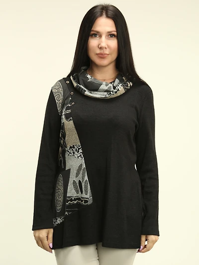 Patterned Drape-Neck Top