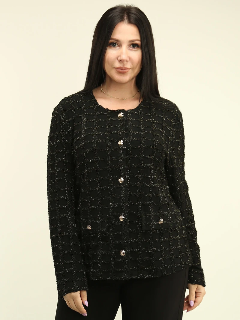 Lurex Square-Pattern Jacket