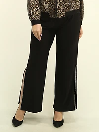 Slit Rhinestone Palazzo Pants
