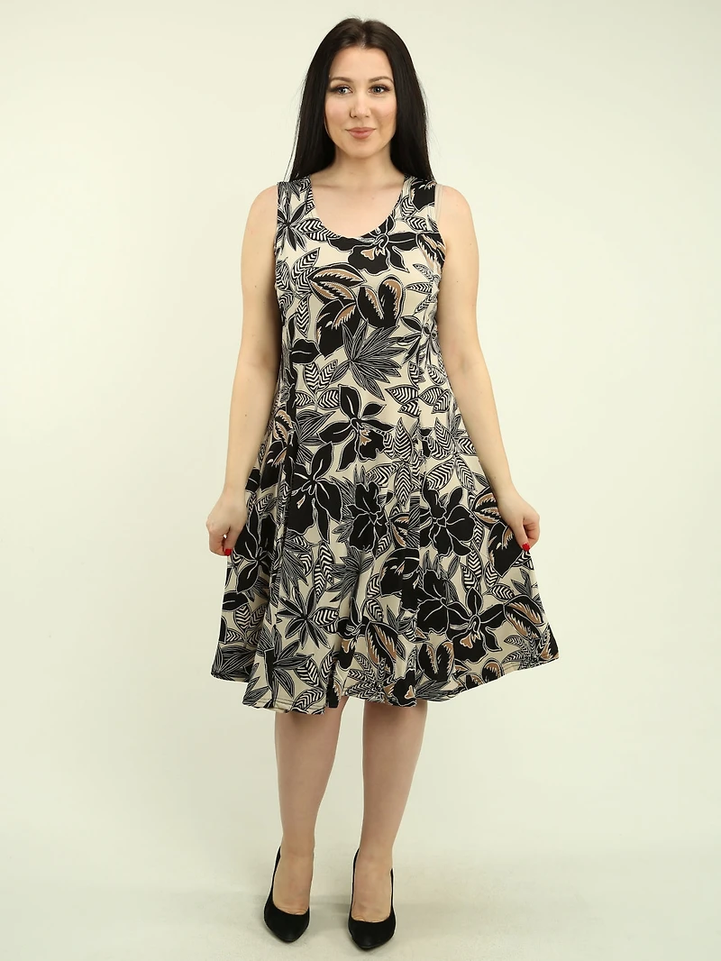 Multi-Print Panel Flare Dress