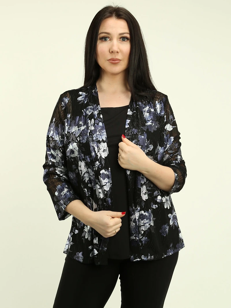 Floral Mesh Foil Fooler Top