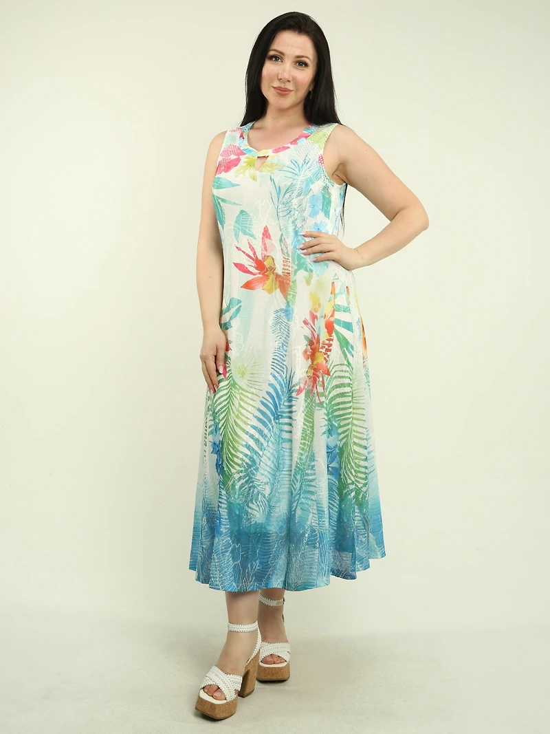 Tropical Breeze Keyhole Maxi Dress