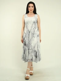 Leaves & Floral Mesh Midi Dress