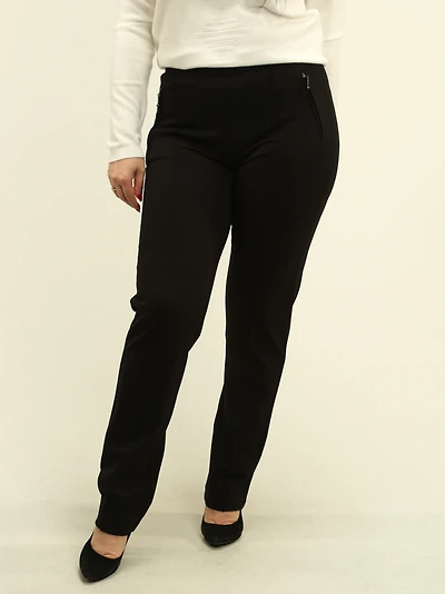 Pull-On Solid Pants with Zip Pockets