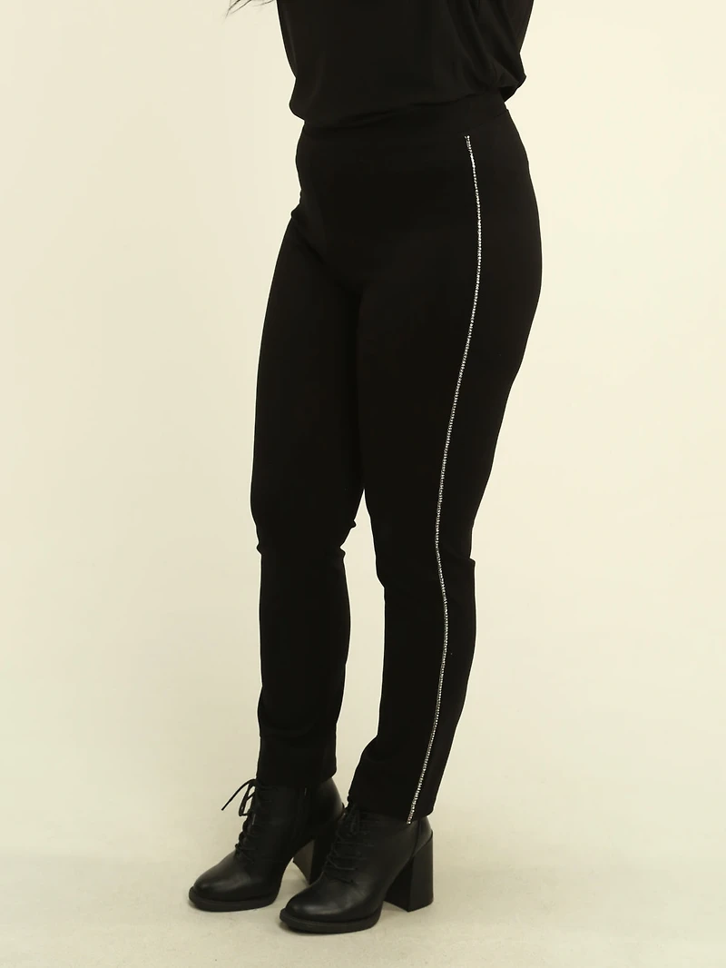 Solid Rhinestone Pull-On Pants