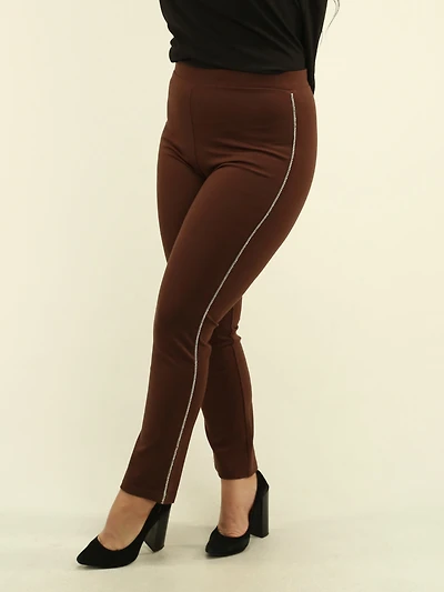 Solid Rhinestone Pull-On Pants