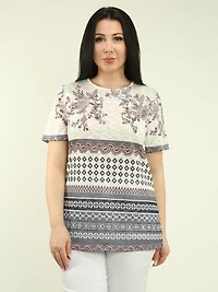 Floral & Geometric Patterned Mesh Top