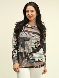 Abstract Leaf Print Top