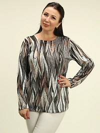 Abstract Wave Rhinestone Top