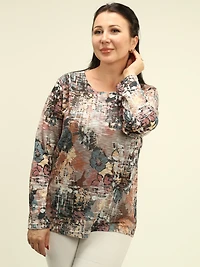 Floral Cross Hatch Print Top