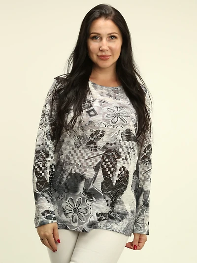 Abstract Floral Print Top