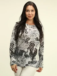 Abstract Floral Print Top