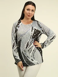 Geometric Print Rhinestone Top