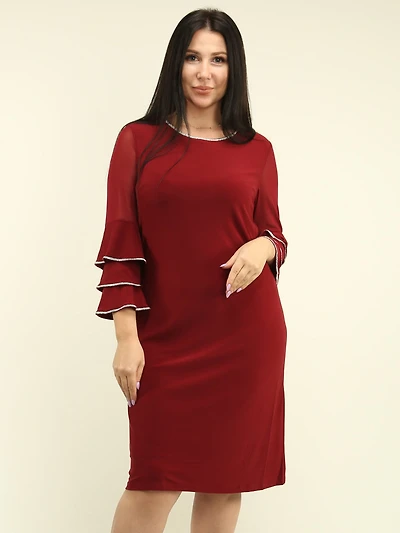 Rhinestone Tiered Sleeve Dress