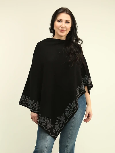 Floral Rhinestone Poncho