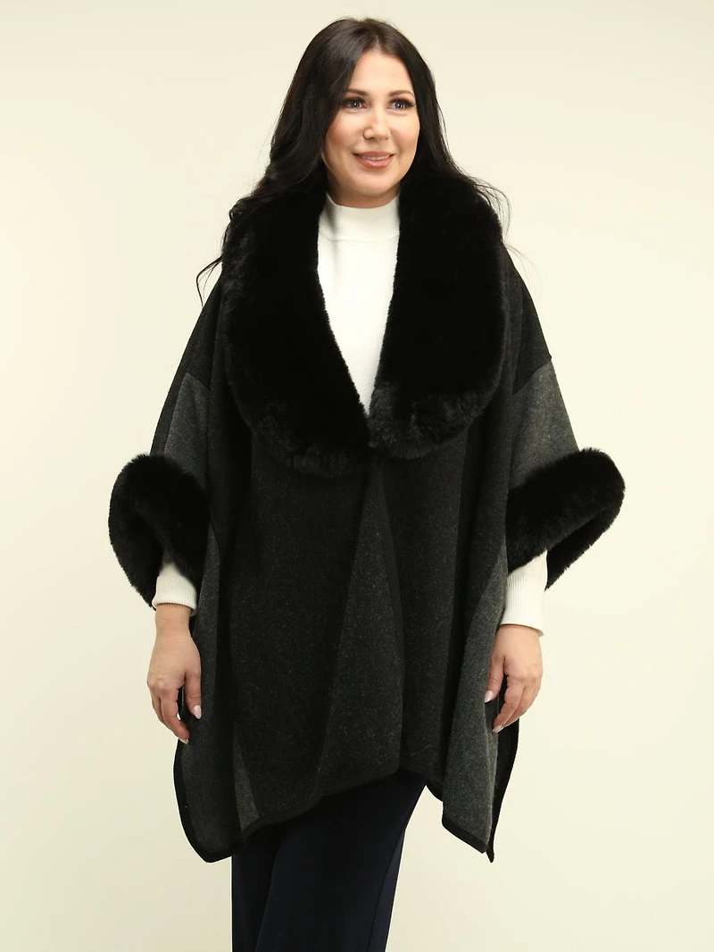 Two-Tone Faux Fur Cape