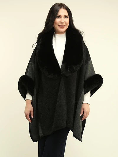 Two-Tone Faux Fur Cape