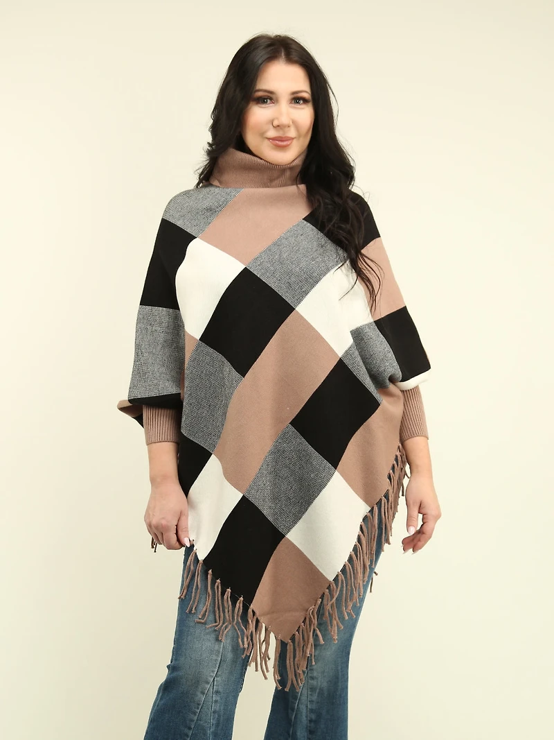 Diamond Plaid Poncho