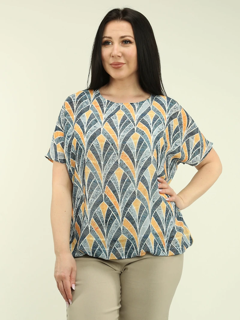 Geometric Batwing Chiffon Bubble Top