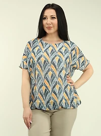Geometric Batwing Chiffon Bubble Top