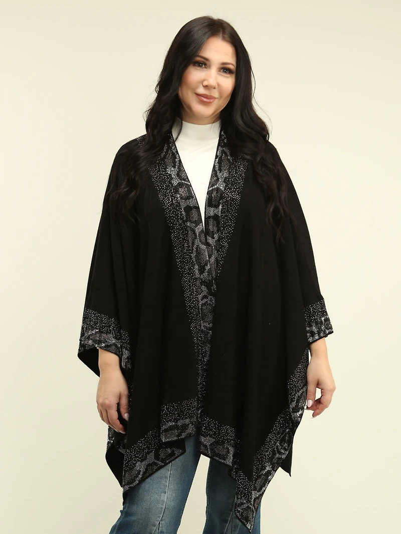 Rhinestone-Embellished Textured Cape