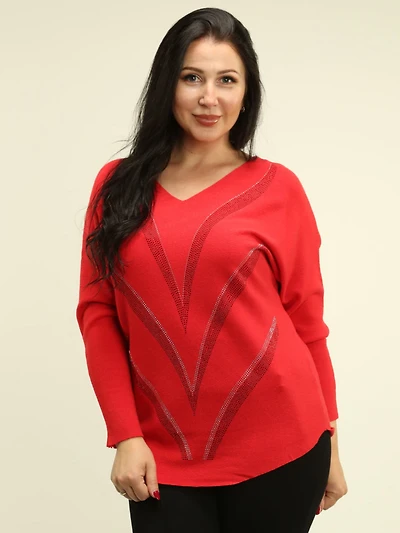 Embellished Chevron Knit Sweater