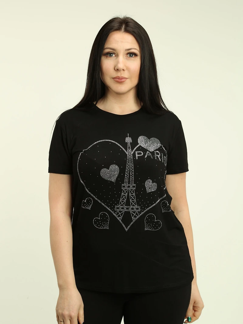 Rhinestone Paris & Heart Top