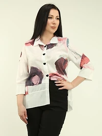 Asymmetrical Hem Printed Blouse
