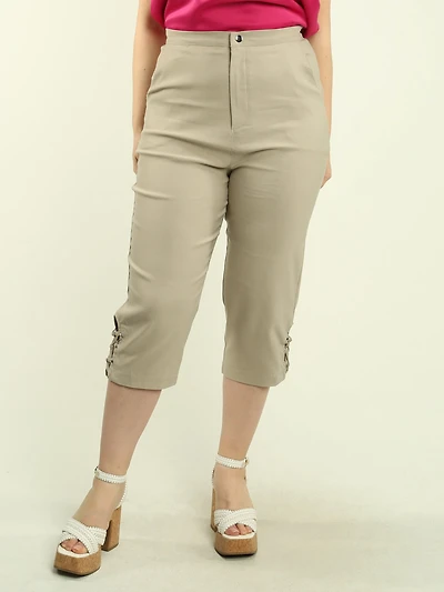 Slim Leg Lace-Up Capri Pants