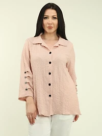 Textured Button-Down Blouse