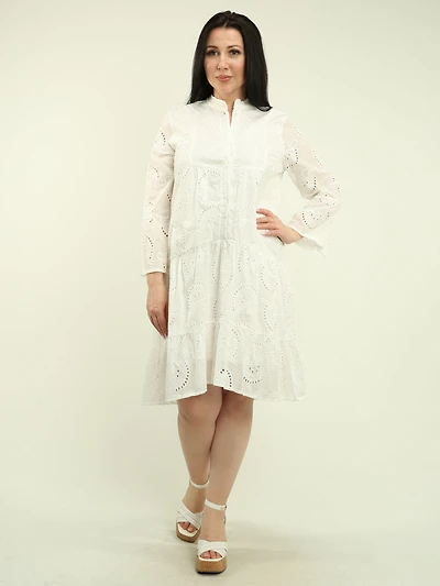 Bell Sleeves Eyelet Tiered Dress