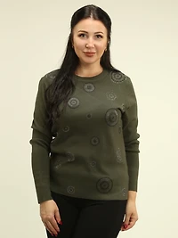 Circle Rhinestone Knit Sweater