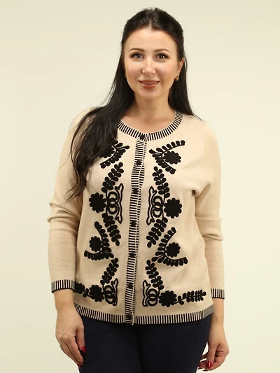 Floral Embroidered Button-Up Cardigan