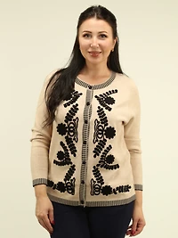 Floral Embroidered Button-Up Cardigan