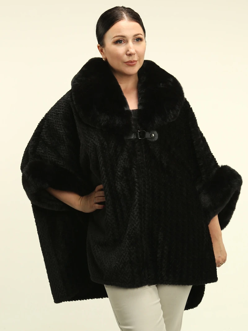 Chevron Faux Fur Cape
