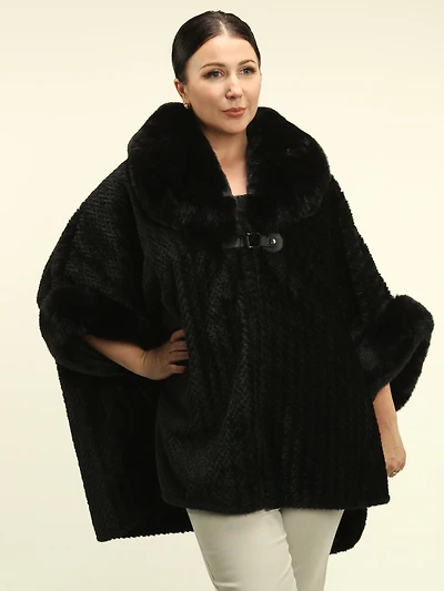 Chevron Faux Fur Cape