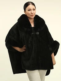 Chevron Faux Fur Cape