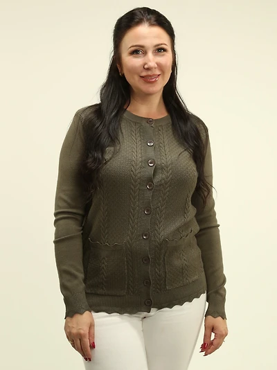 Scalloped Cable & Basketweave Cardigan