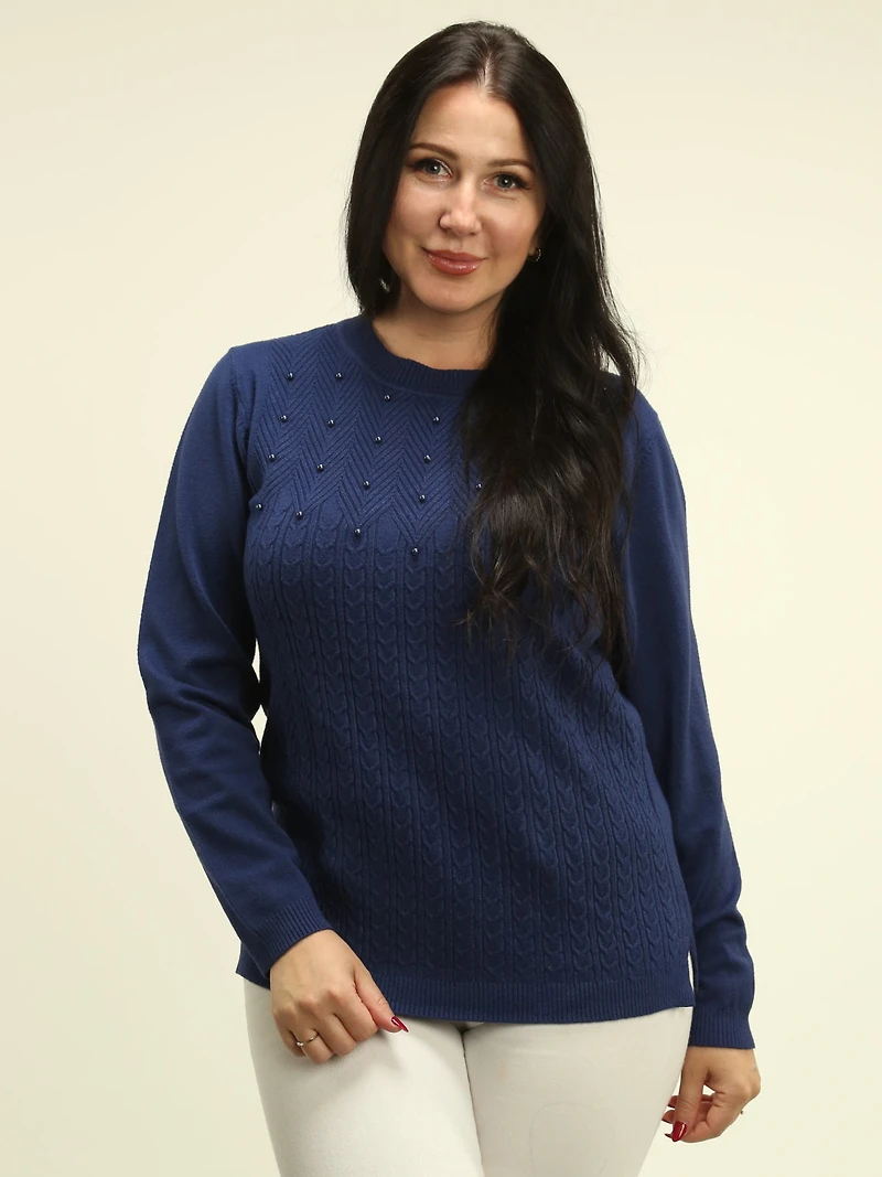 Pearl Embellished Cable Knit Sweater
