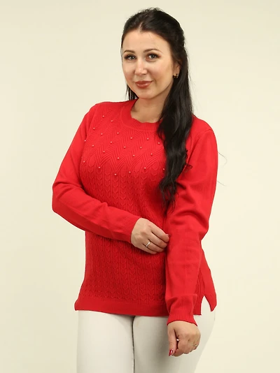 Pearl Embellished Cable Knit Sweater