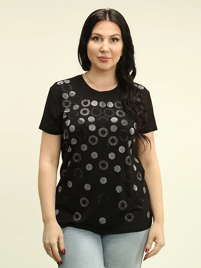 Rhinestone Circle Patterned Top