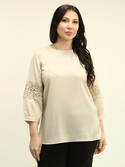 Floral Lace Embroidery Satin Blouse