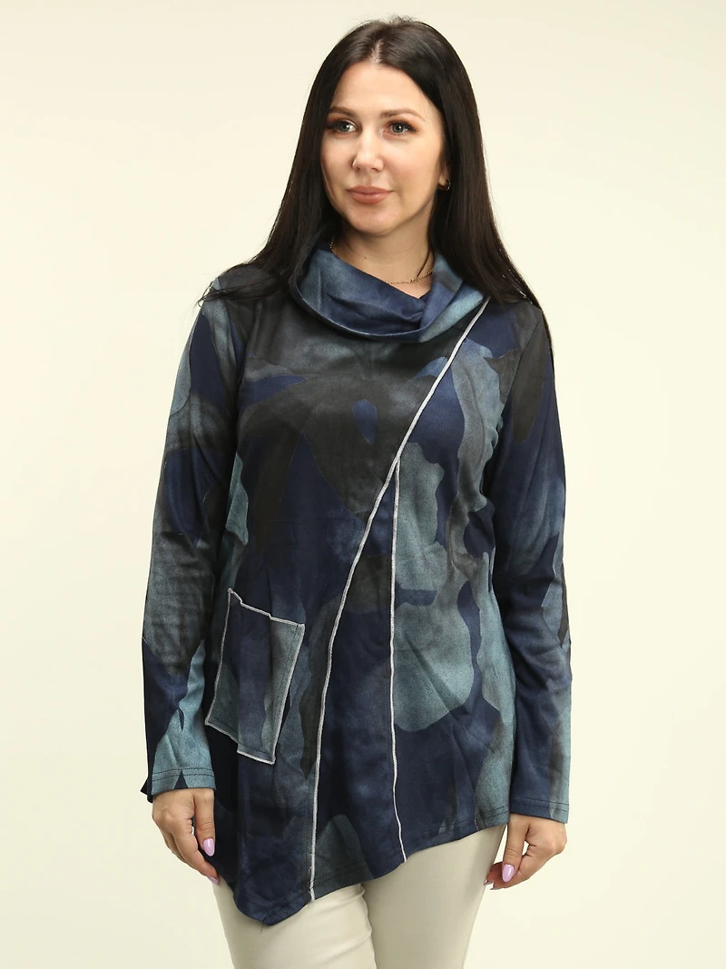 Drape Neck Patterned Top