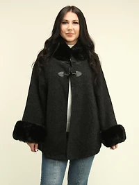 Horn Toggle Faux Fur Cape