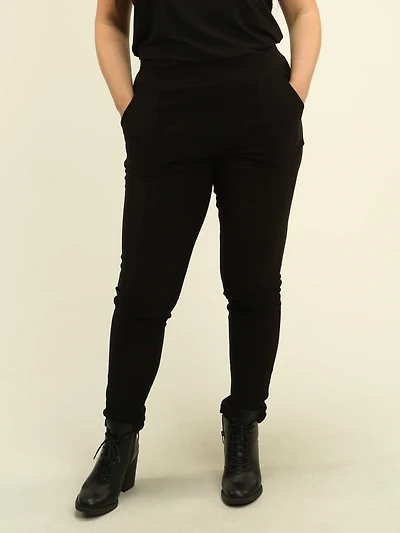 Pintuck Detail Fleece-Lined Pants
