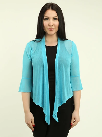 Bell Sleeve Mesh Tie-Front Cardigan